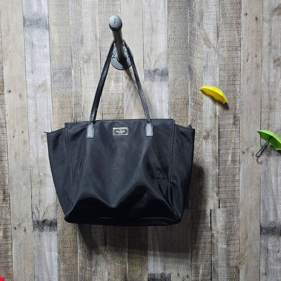 Kate Spade Nylon Zip Top Tote Bag FLAW Black - Picture 1 of 8